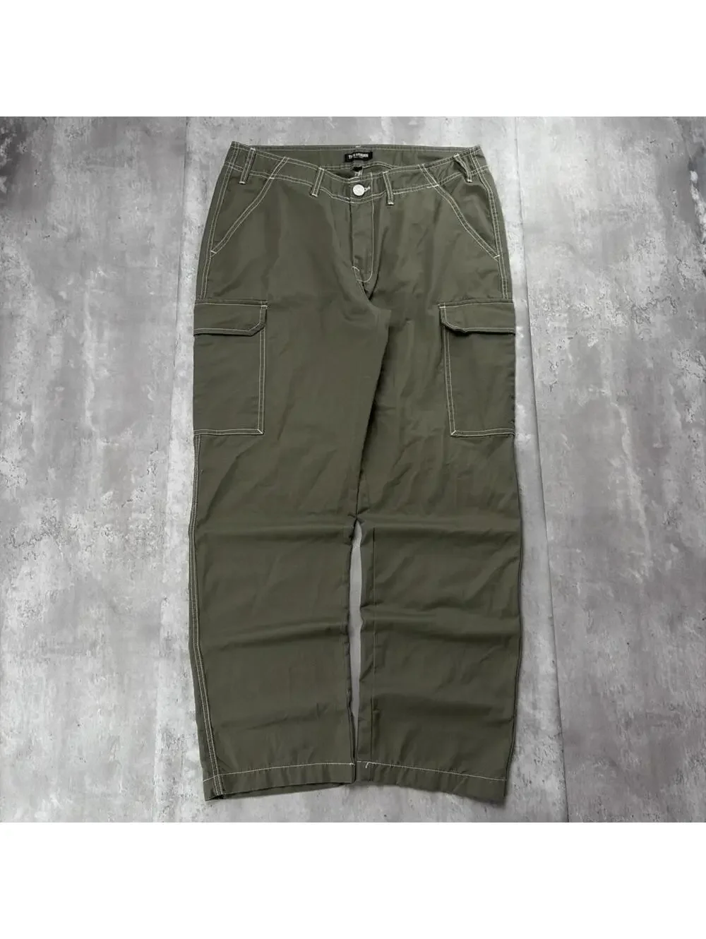 Y2K Olive Green True Religion Grunge Baggy Cargo Skater Pants